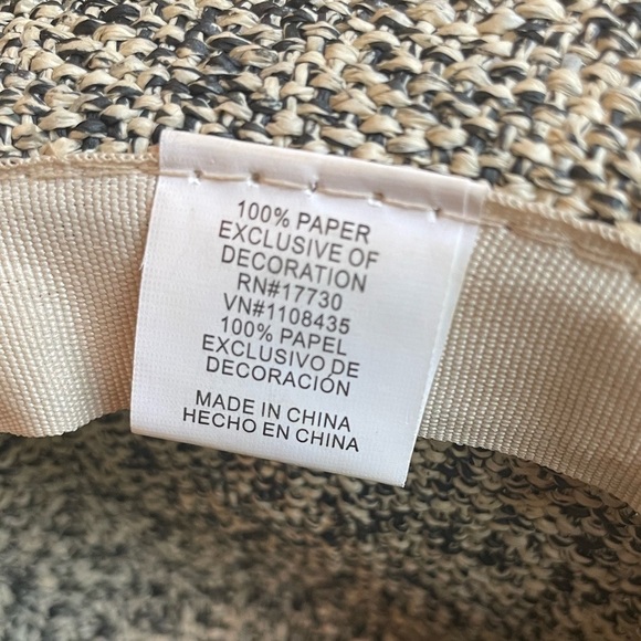 100% PAPER SUN HAT | Women’s Black & Cream 100% Woven Paper Sun Hat.. - Picture 5 of 5